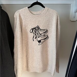 Hollister Crewneck Cream Sweater with Skate Graphic